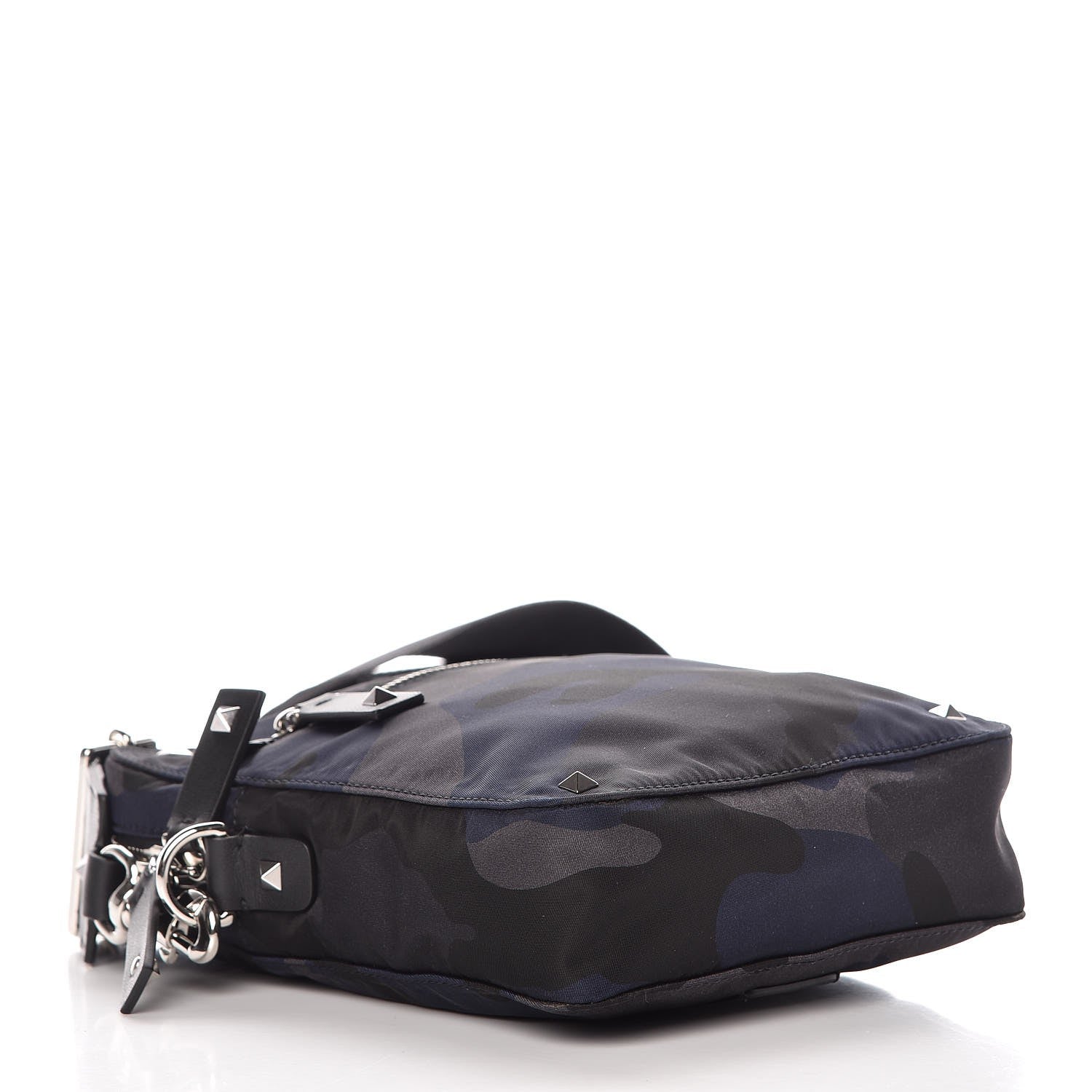 Valentino Garavani Nylon Camouflage VLTN Small Rockstud Shoulder Bag Dark Blue 4 of 7
