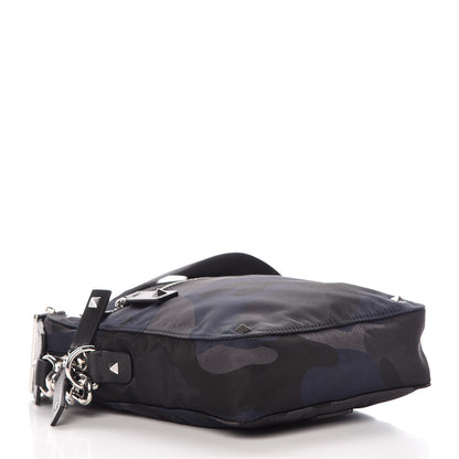 Valentino Garavani Nylon Camouflage VLTN Small Rockstud Shoulder Bag Dark Blue 4 of 7