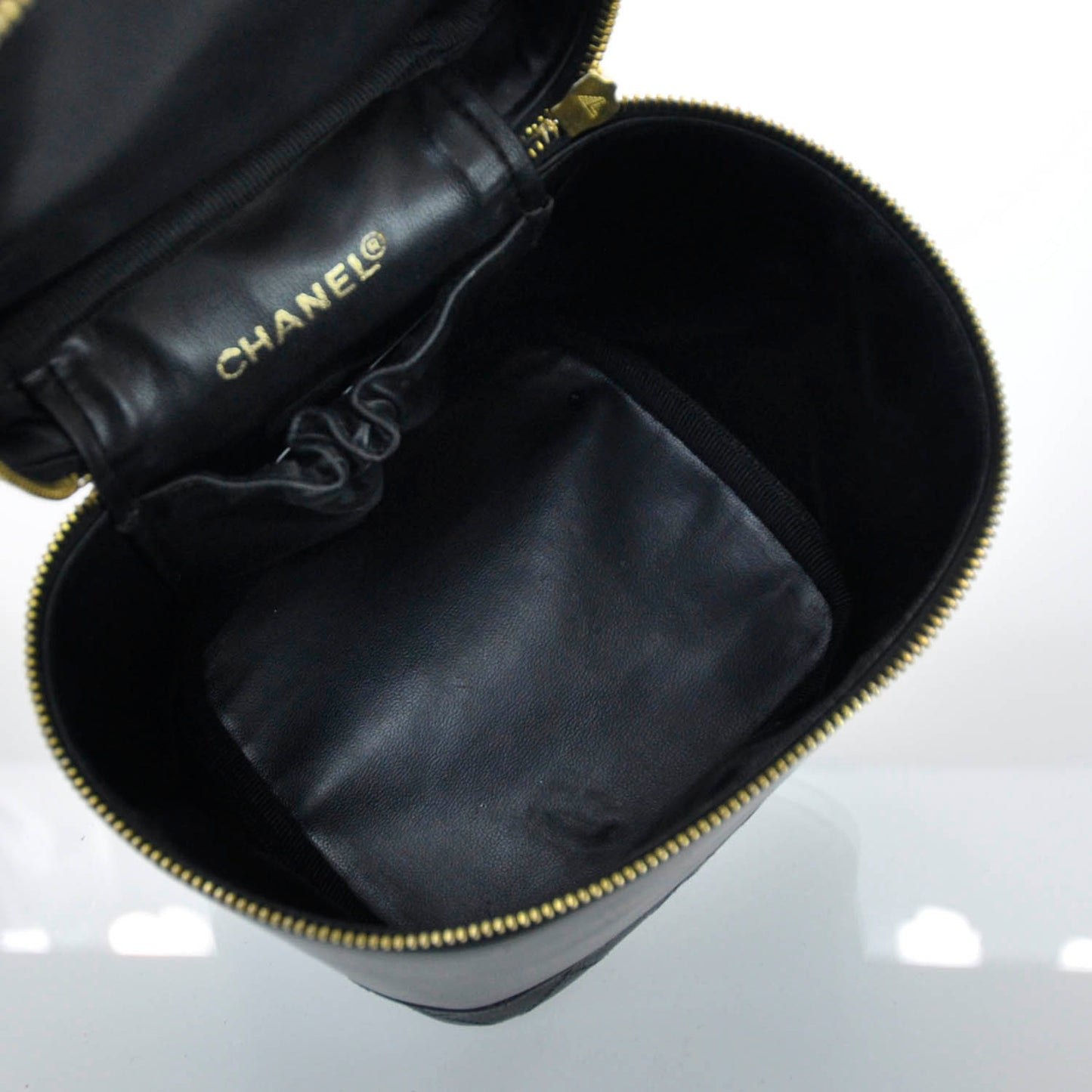 Lambskin Vanity Cosmetic Bag Black