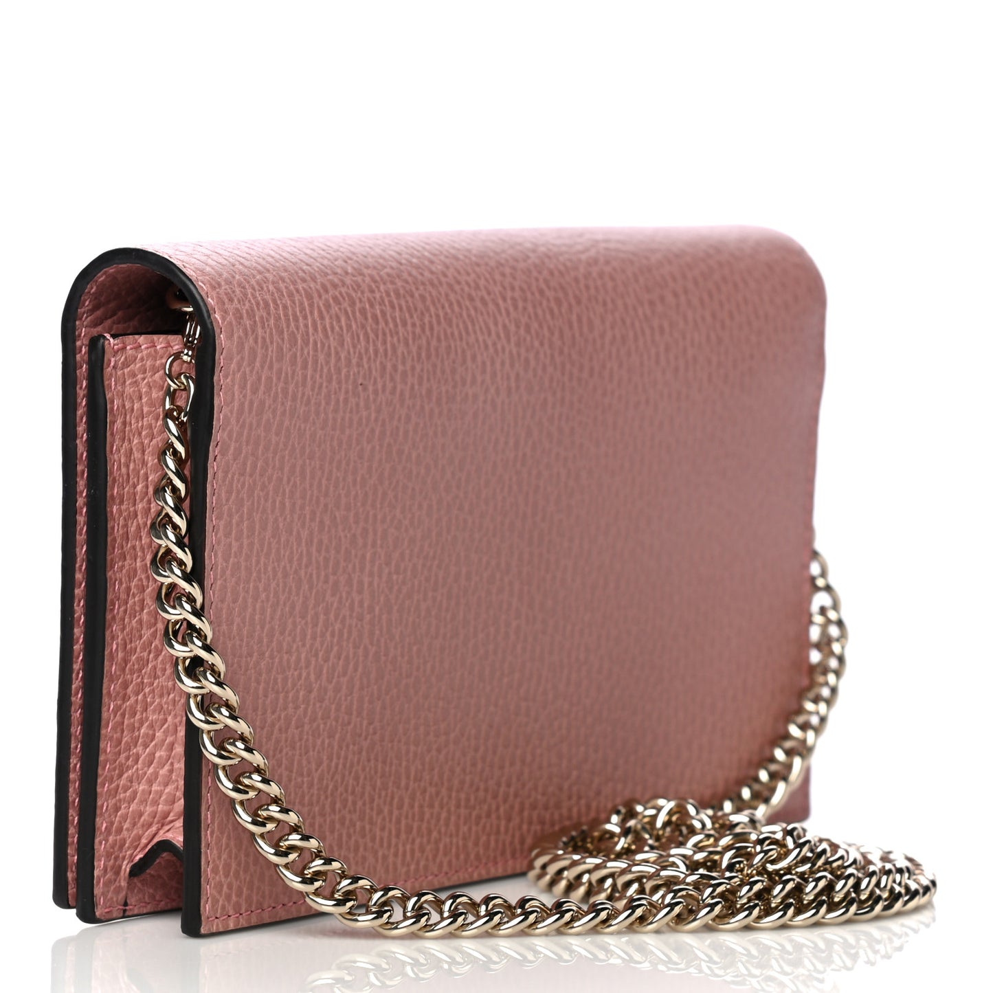 Dollar Calfskin Medium Betty Chain Wallet Soft Pink