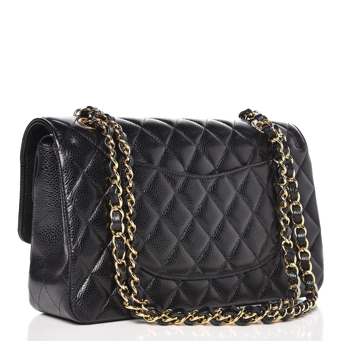 Caviar Quilted Medium Double Flap Black