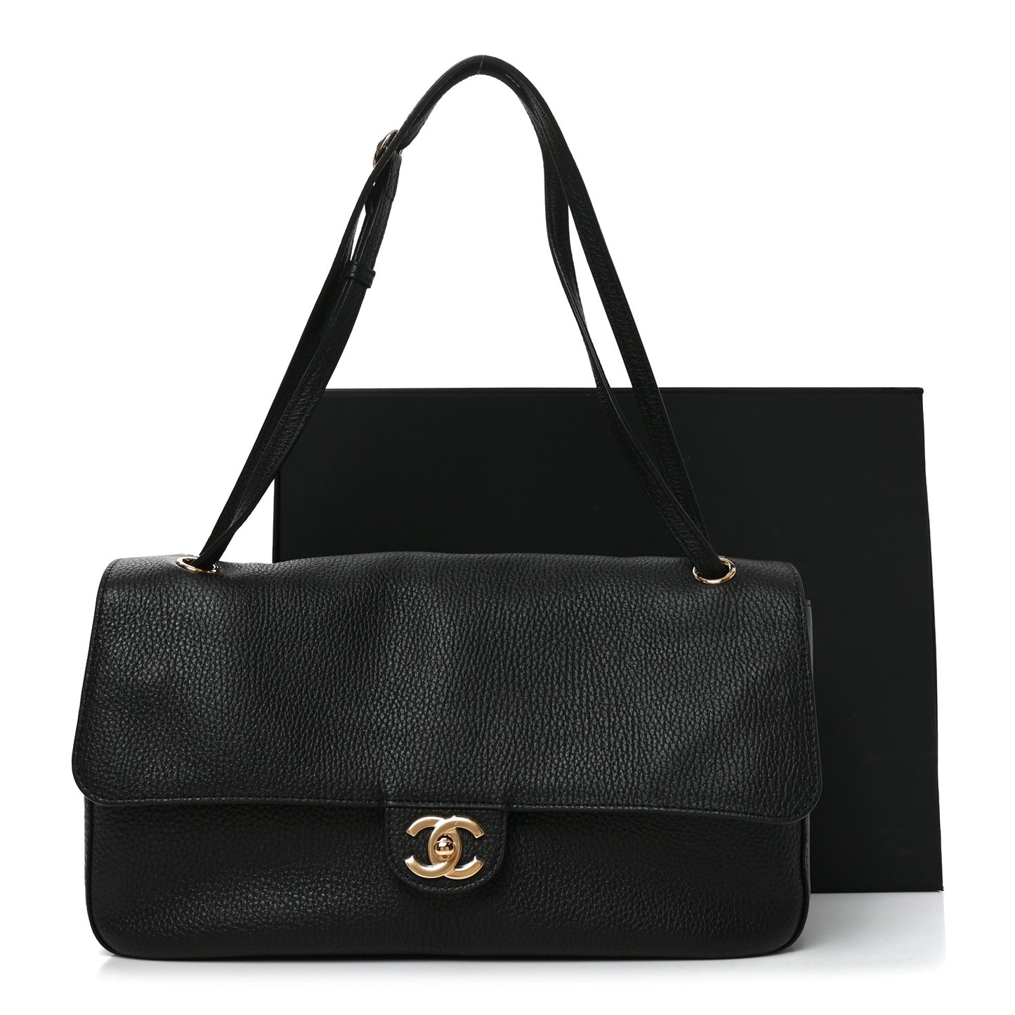 Grained Calfskin Small Souplissimo Maxi Flap Black