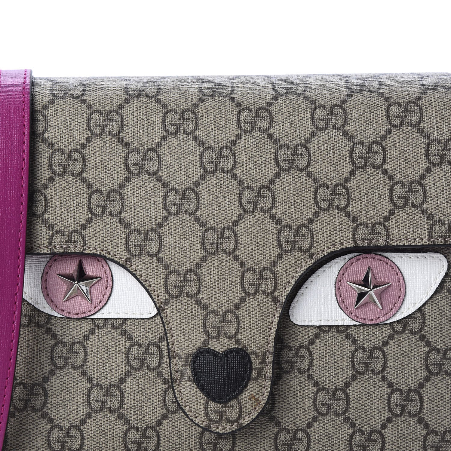 Gucci GG Supreme Monogram Childrens Animal Face Messenger Bag Beige Ebony 9 of 9