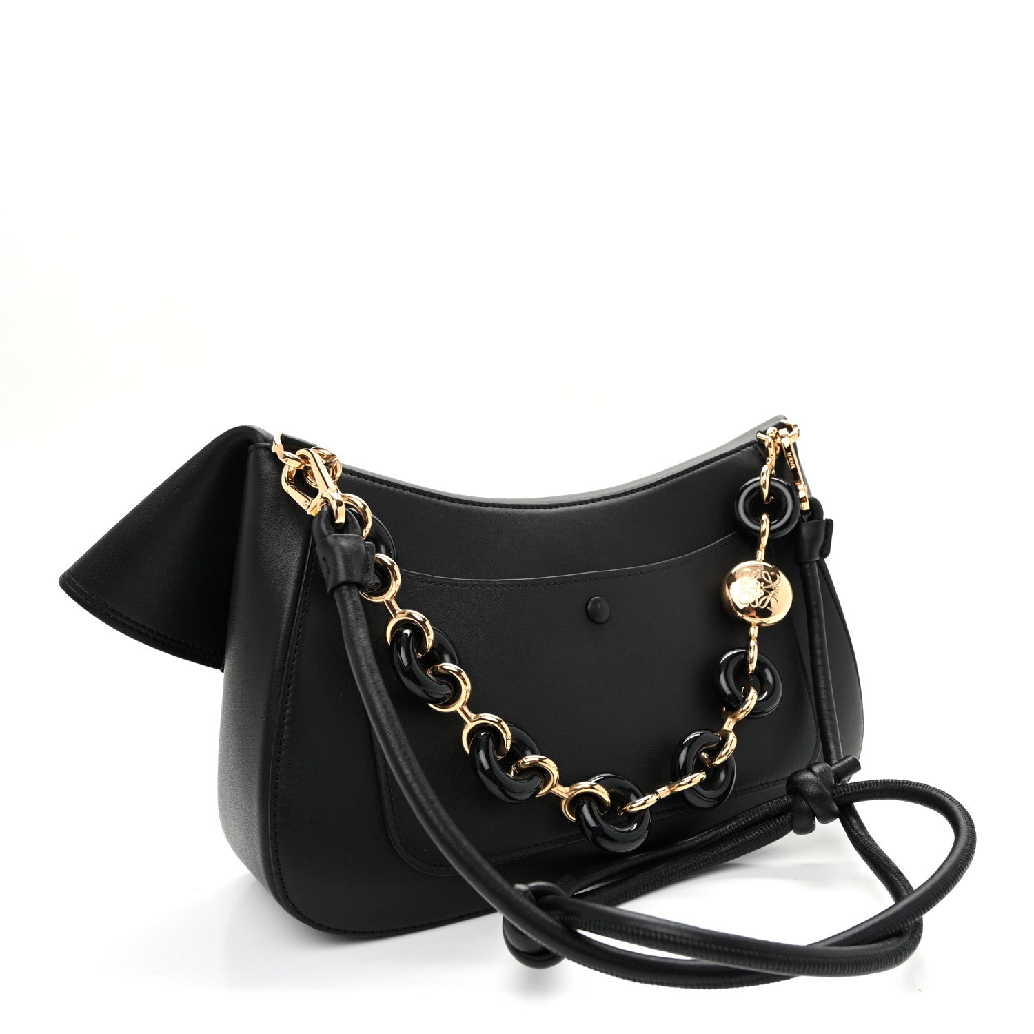 Loewe Smooth Calfskin Donut Chain Medium Ola Shoulder Bag Black 3 of 9