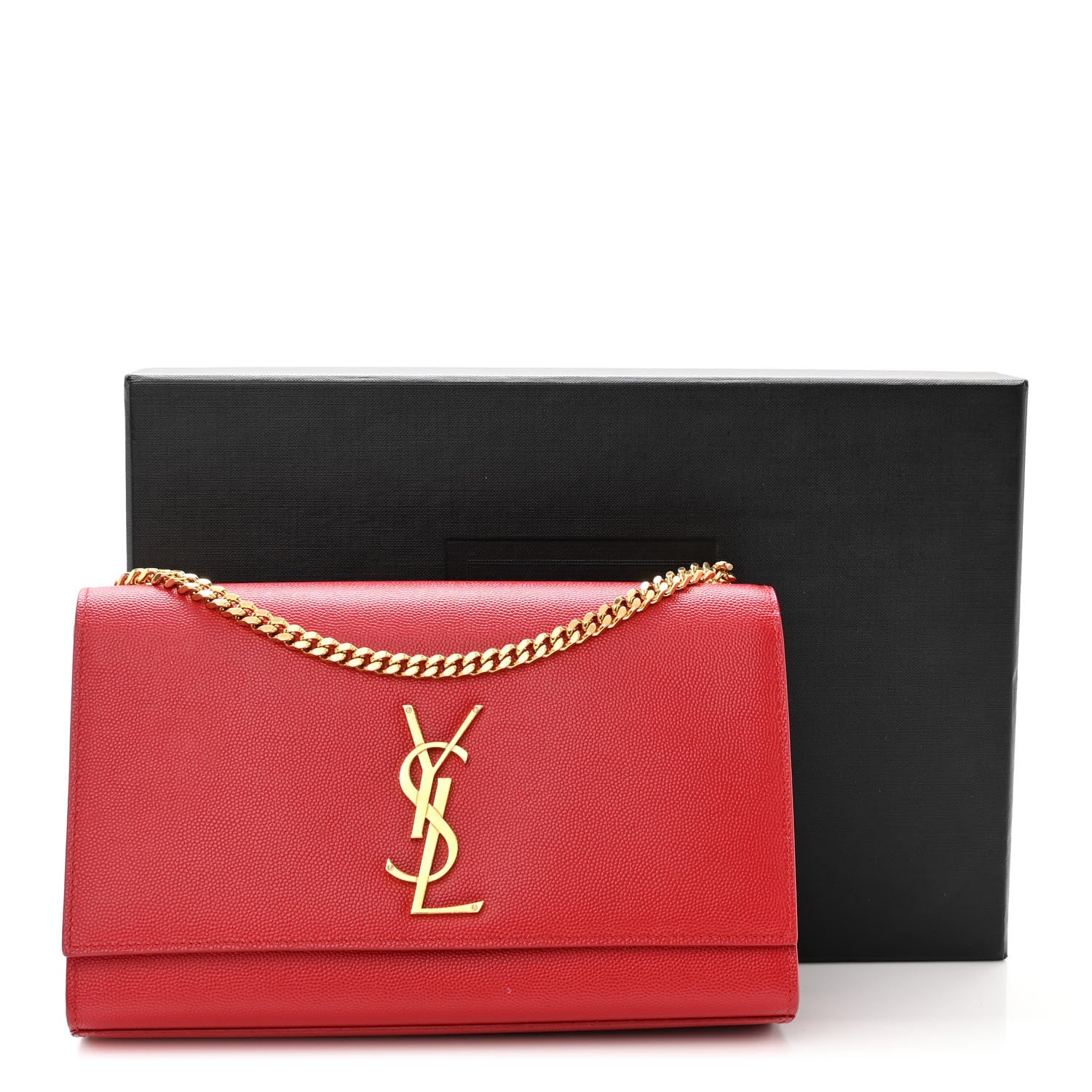 Saint Laurent Grain De Poudre Medium Monogram Kate Satchel Red 10 of 10