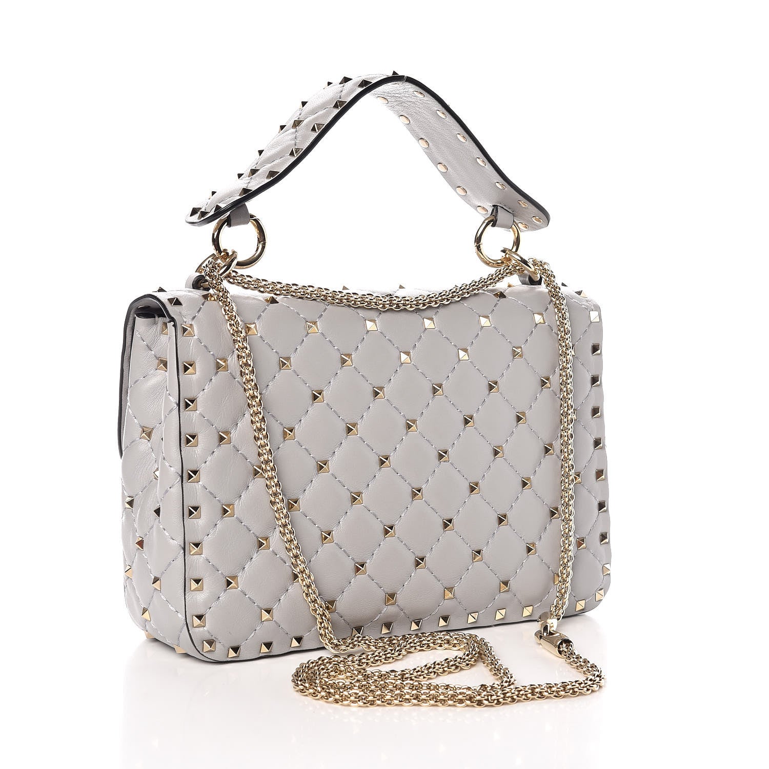 Valentino Garavani Nappa Medium Rockstud Spike Shoulder Bag Pastel Grey 3 of 6