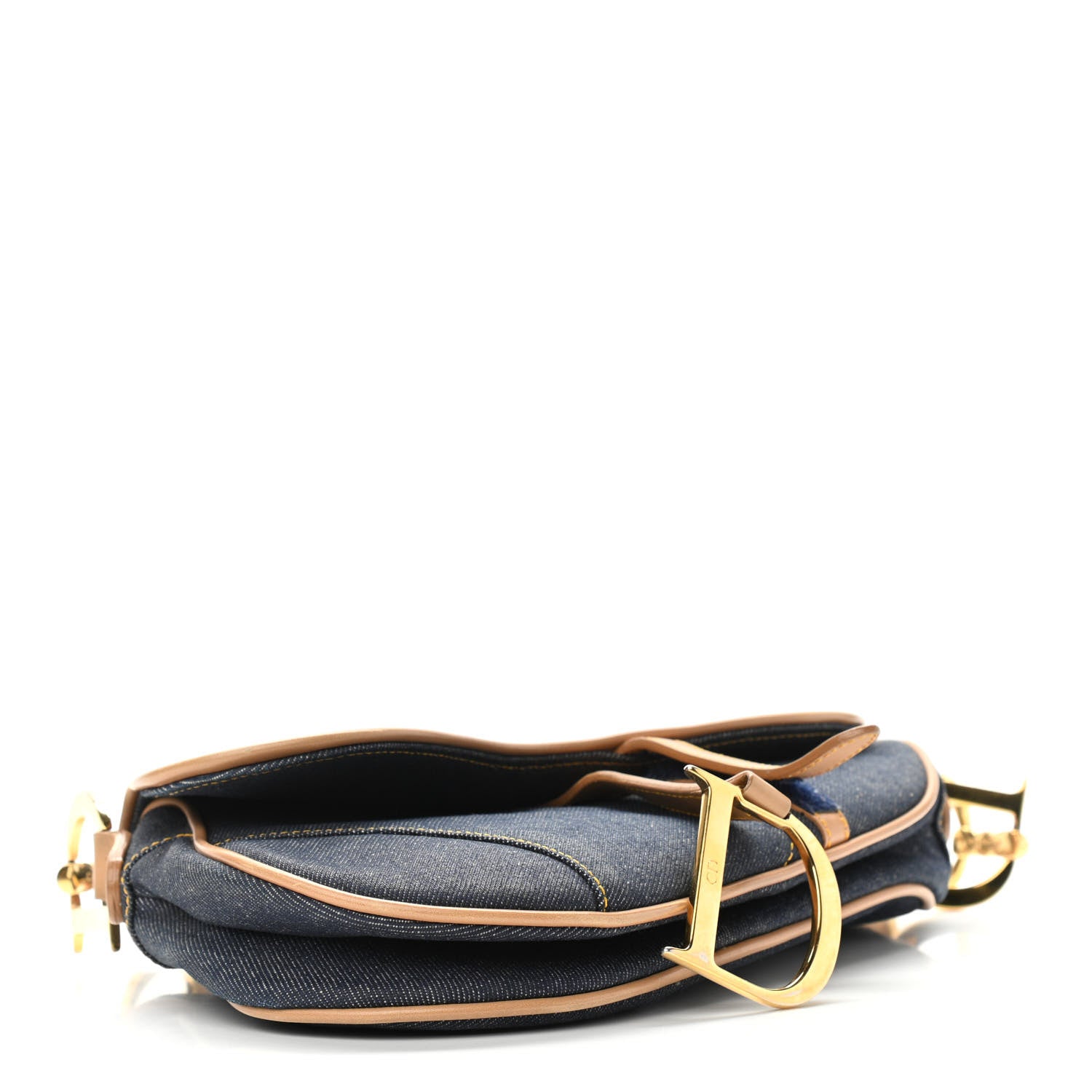 Christian Dior Denim Calfskin Saddle Bag Blue 4 of 17