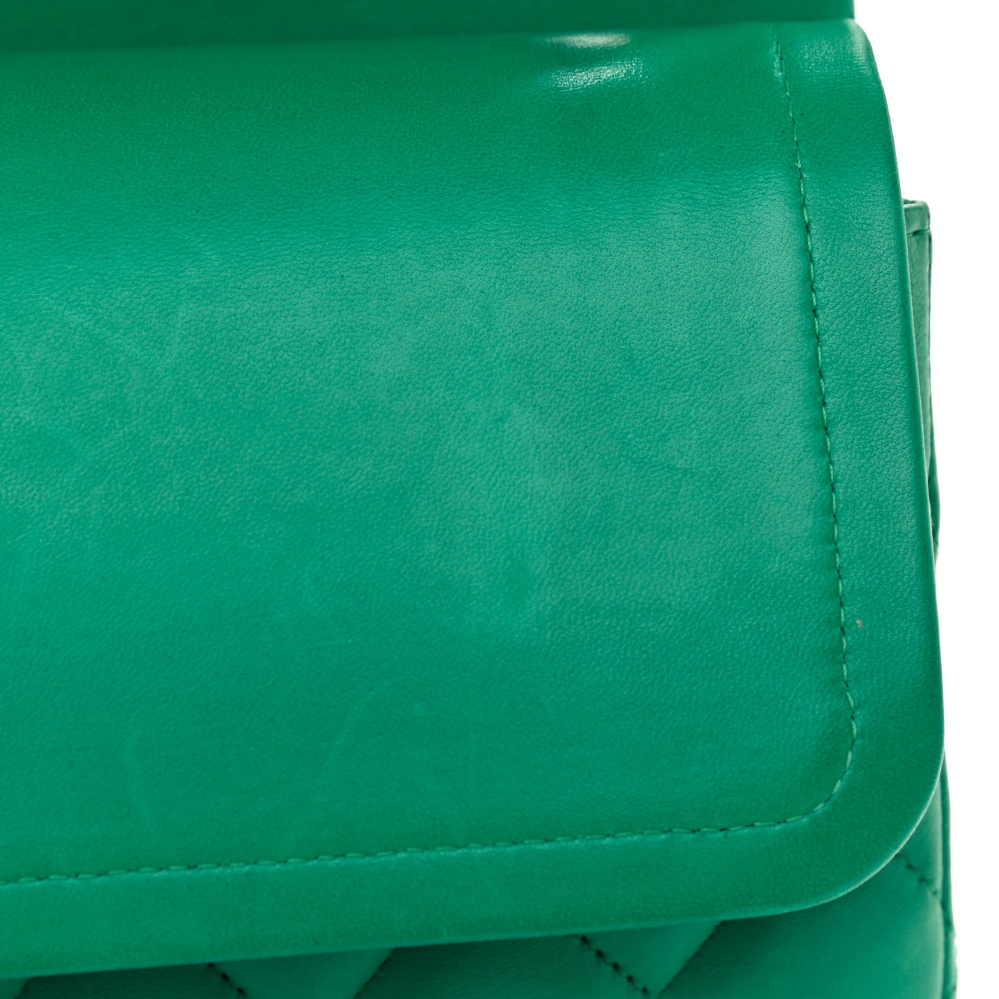 Lambskin Quilted Jumbo Double Flap Green