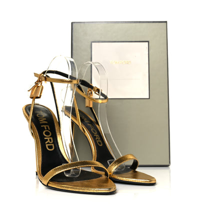 Tom Ford Metallic Nappa Padlock Stiletto 105mm Sandals 41.5 Gold 11 of 11