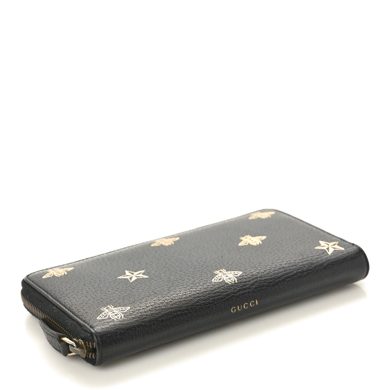 Gucci Dollar Calfskin Bee Star Zip Around Wallet Black 4 of 8