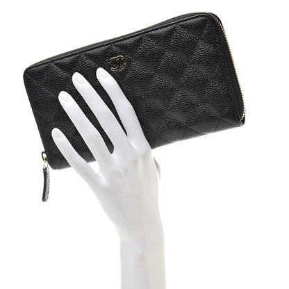 Chanel Caviar Quilted Large Gusset Zip Around Wallet Black 2 of 9