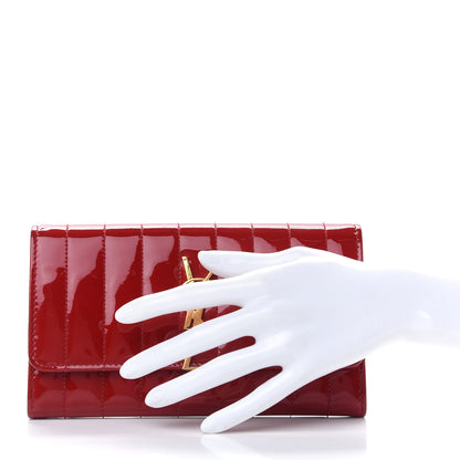 Saint Laurent Patent Calfskin Matelasse Monogram Large Vicky Continental Wallet Rouge Eros 2 of 8