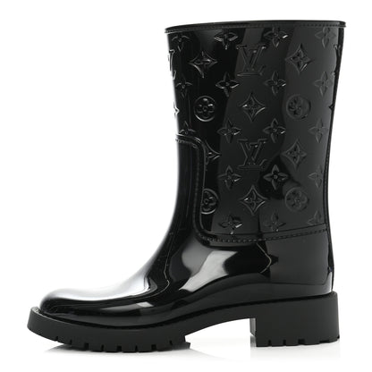 Louis Vuitton Rubber Embossed Monogram Drops Flat Half Boots 39 Black 1 of 7