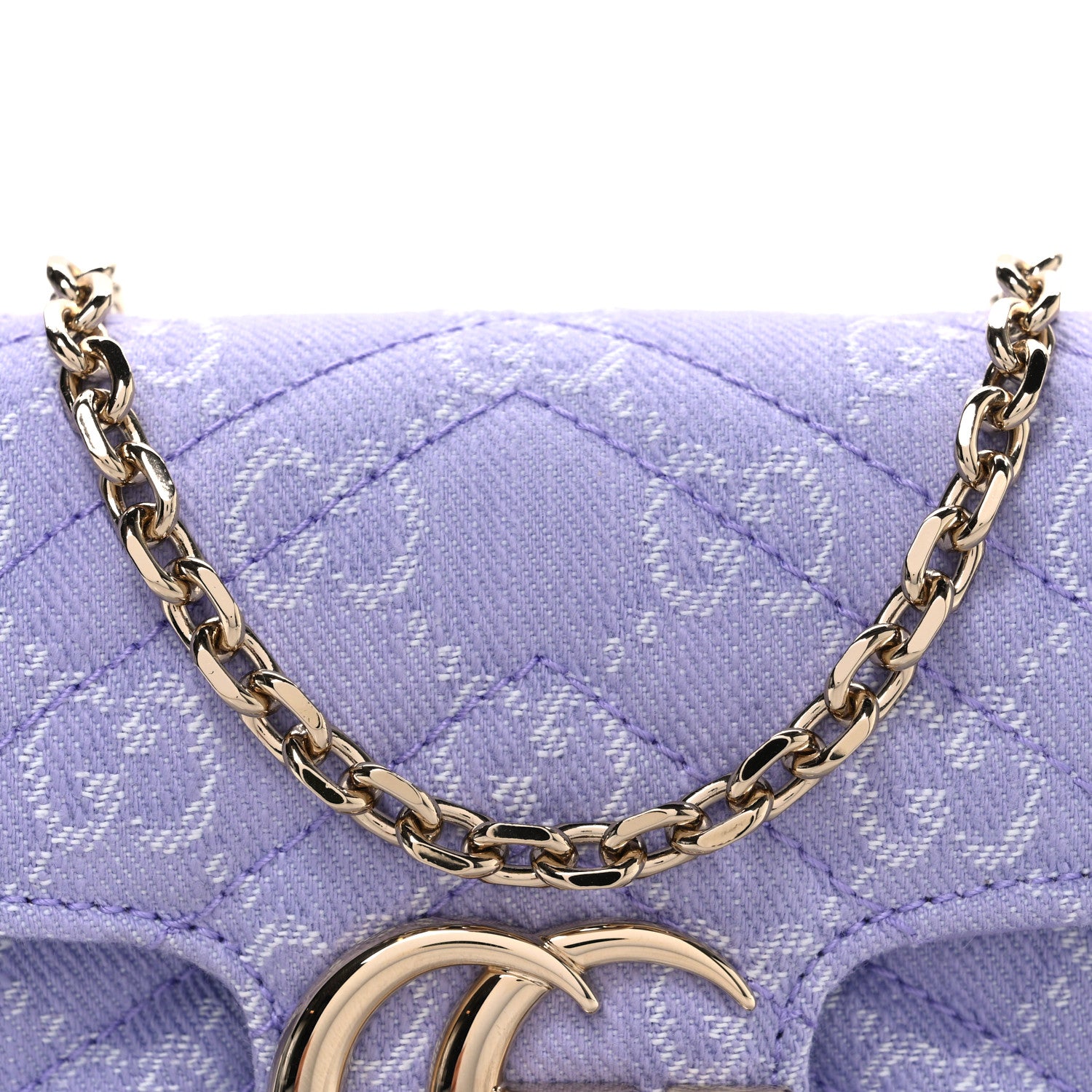 Gucci Denim GG Monogram Mini GG Marmont Shoulder Bag Light Purple 8 of 10