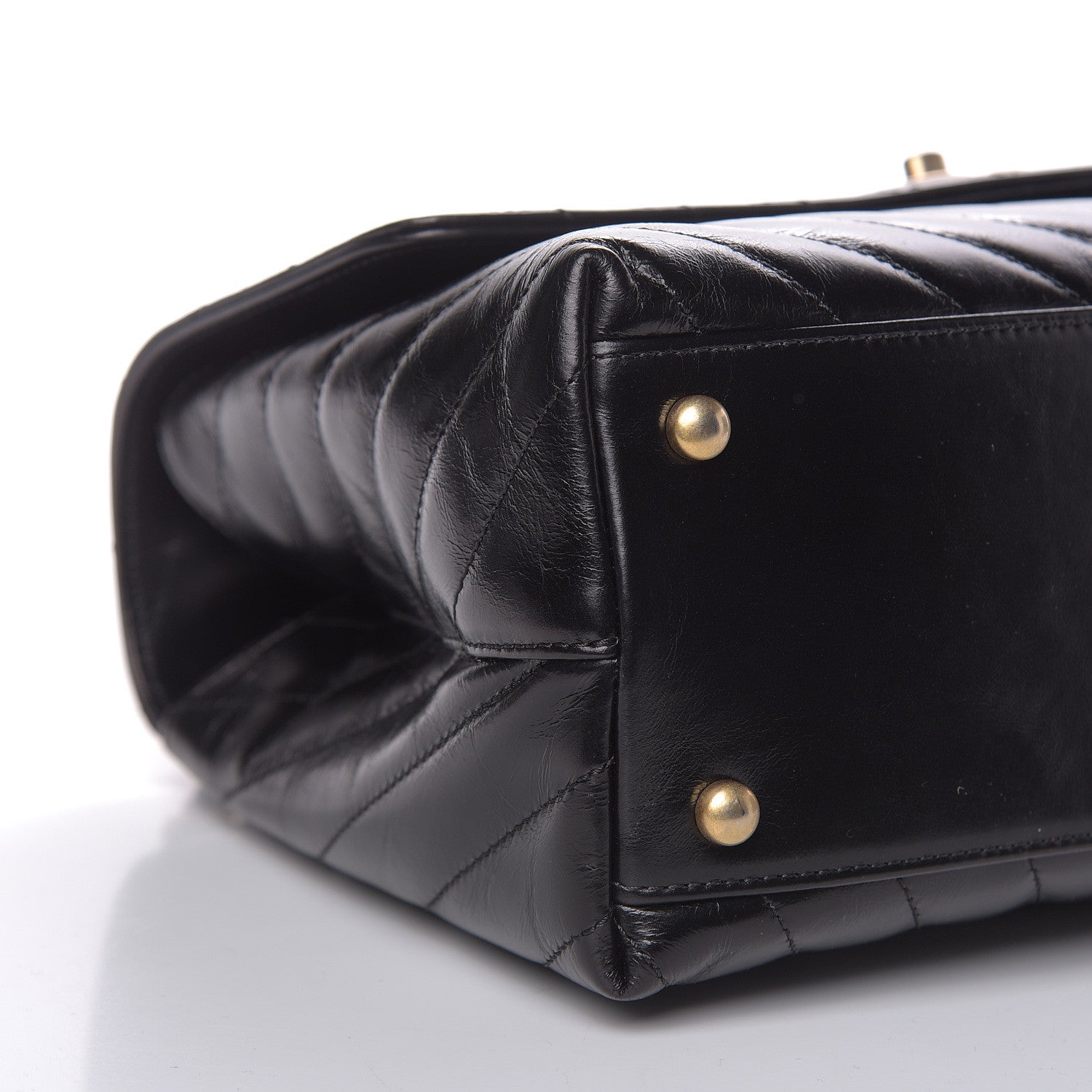 Chanel Calfskin Lizard Chevron Quilted Small Coco Handle Flap Black 8 of 10