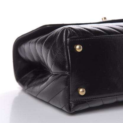 Chanel Calfskin Lizard Chevron Quilted Small Coco Handle Flap Black 8 of 10