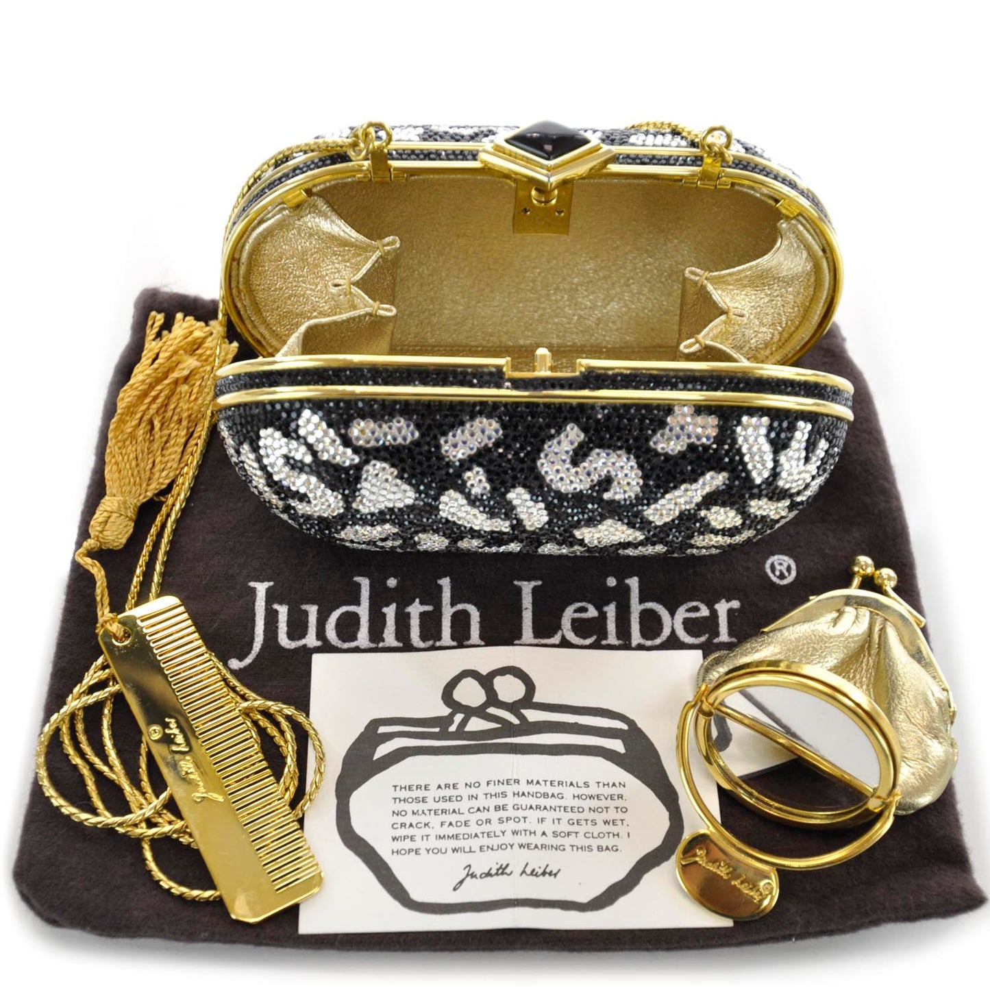 Crystal Minaudiere Clutch Black White