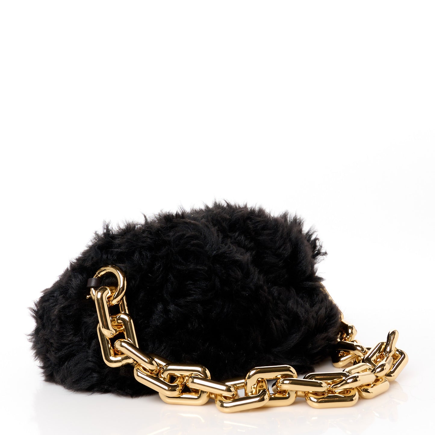 Shearling Lambskin The Pouch Chain Black