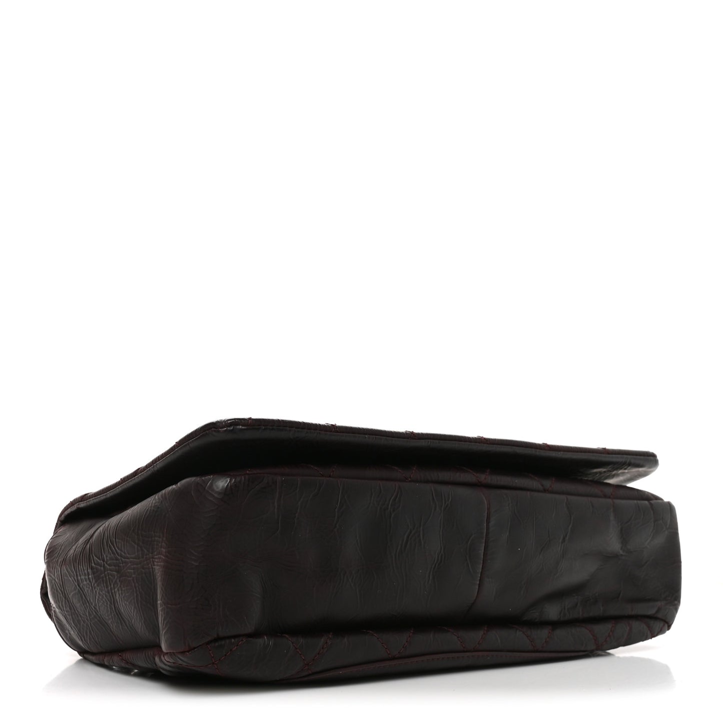 Glazed Calfskin Quilted CC Single Flap Burgundy