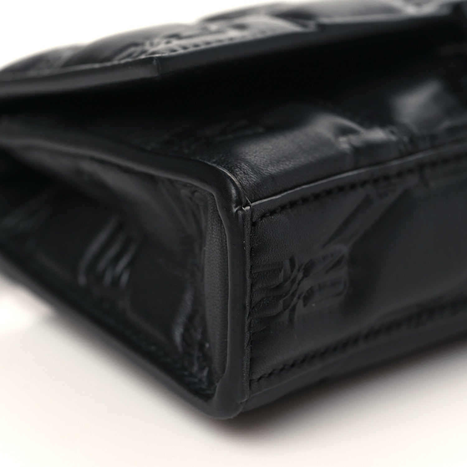 Balenciaga Nappa BB Monogram Embossed Hourglass Chain Bag Black 8 of 9