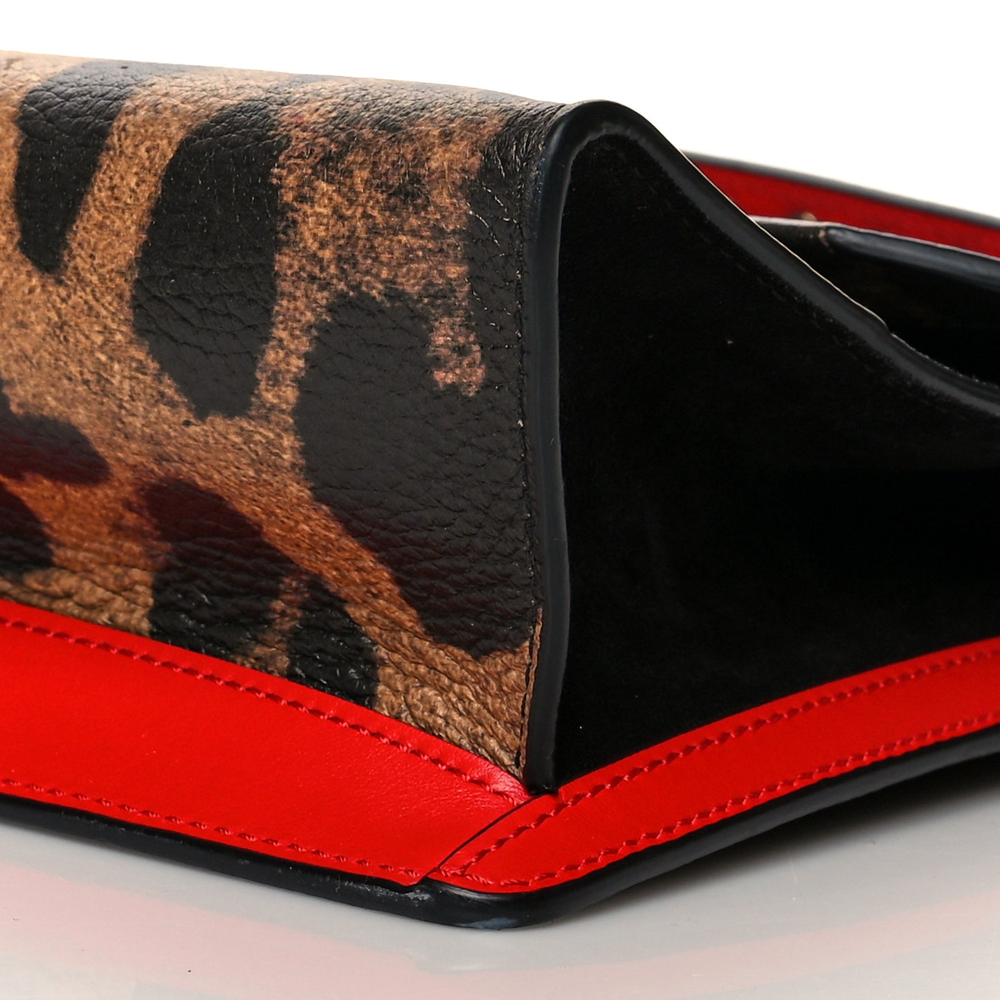 Calfskin Leopard Print Loubiblues Paris Clutch Bag Brown