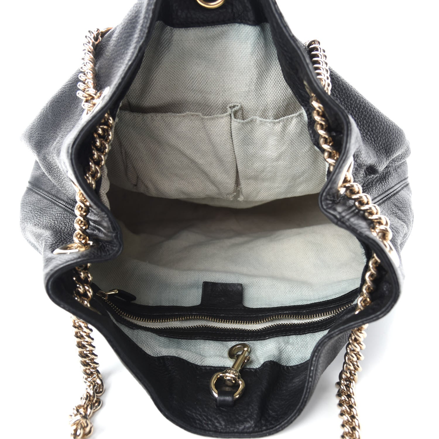 Gucci Pebbled Calfskin Medium Soho Chain Shoulder Bag Black 5 of 12