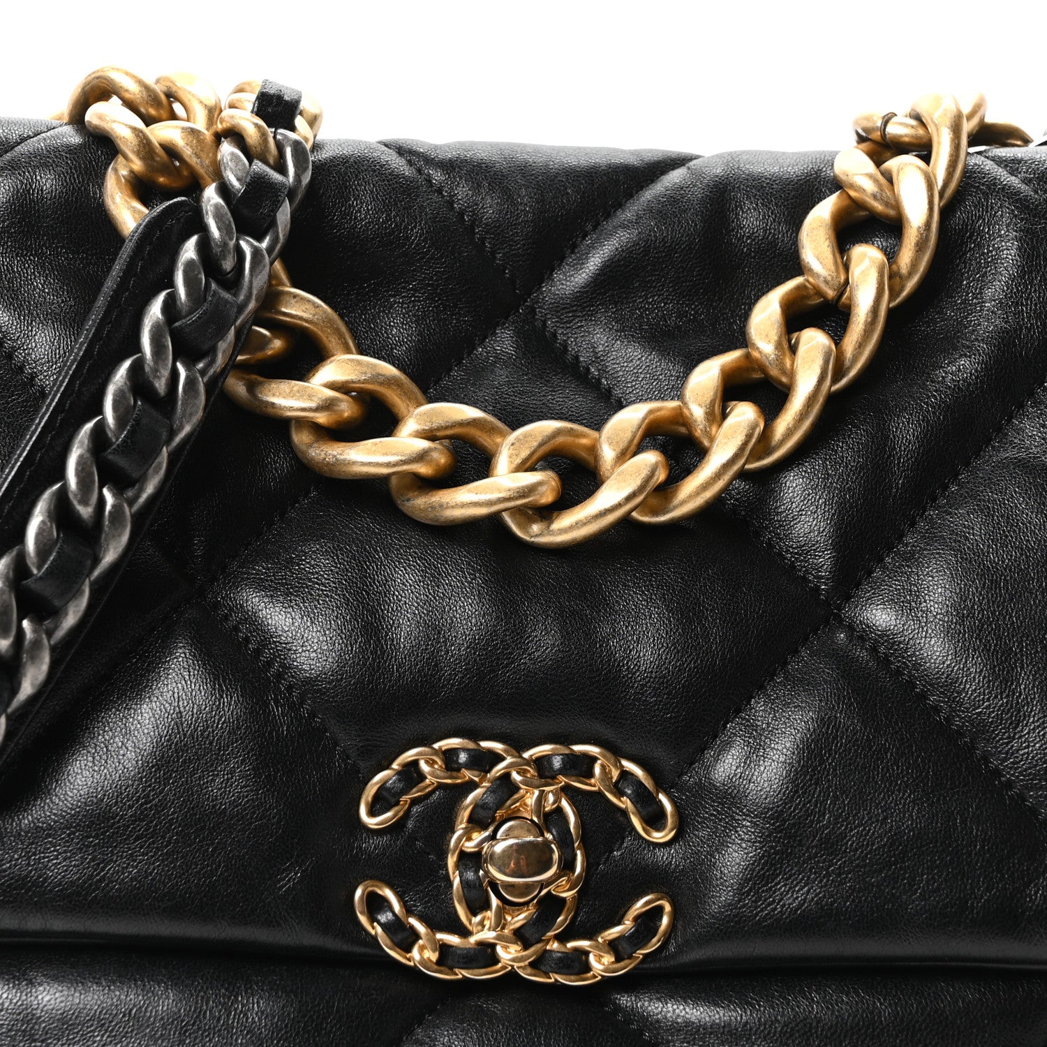 Chanel Lambskin Quilted Large Chanel 19 Flap Black Black 8 of 10