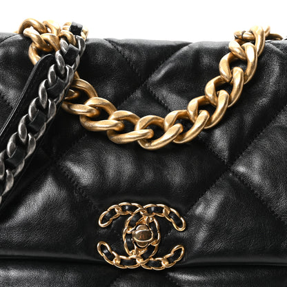Chanel Lambskin Quilted Large Chanel 19 Flap Black Black 8 of 10