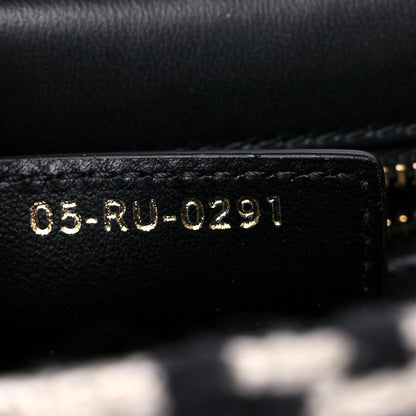 Christian Dior Technical Canvas Macro Houndstooth Medium Caro Bag Black White 7 of 12