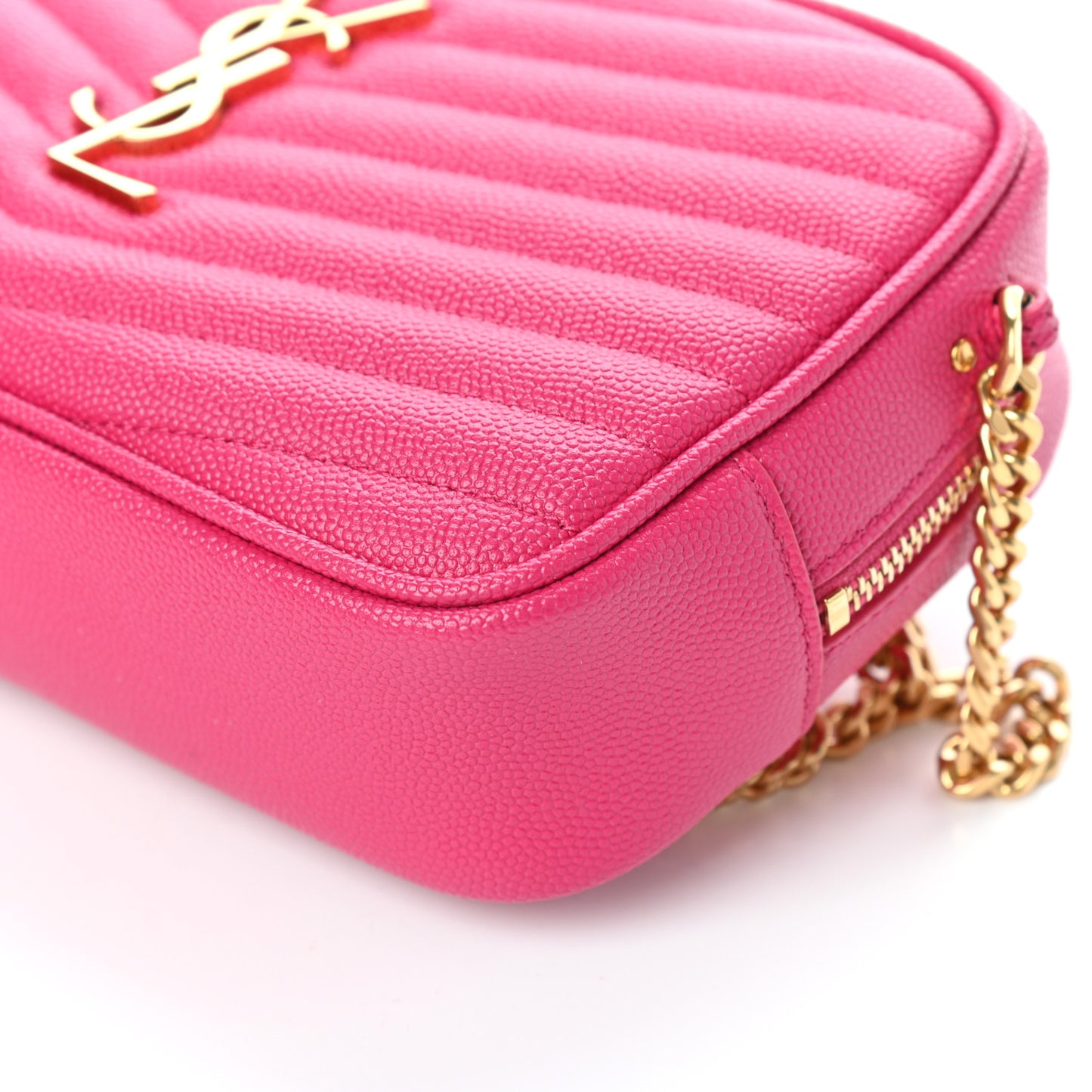Grain De Poudre Matelasse Monogram Mini Lou Camera Bag Fuchsia
