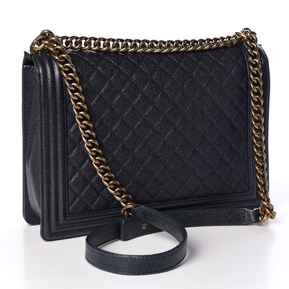 Chanel Caviar Quilted Large Boy Flap Blue 2 of 9