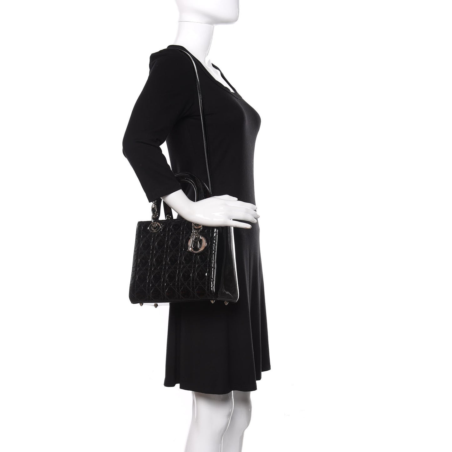 Patent Cannage Medium Lady Dior Black
