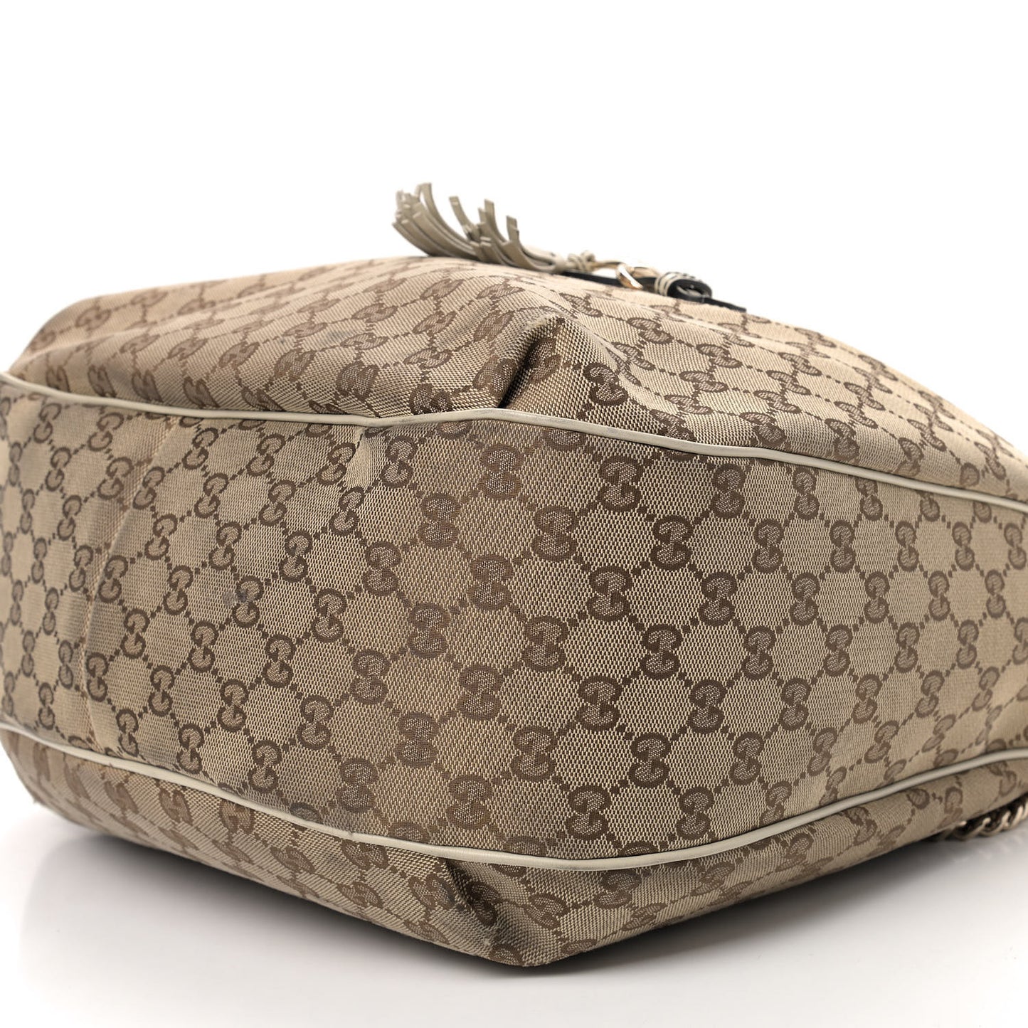 Monogram Margaux Calfskin Medium Emily Hobo Beige Ebony Mystic White
