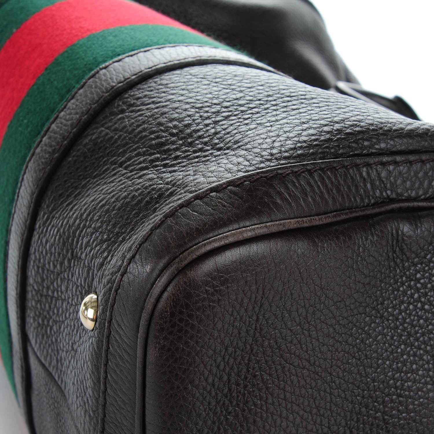 Gucci Calfskin Medium Vintage Web Boston Dark Brown 8 of 9