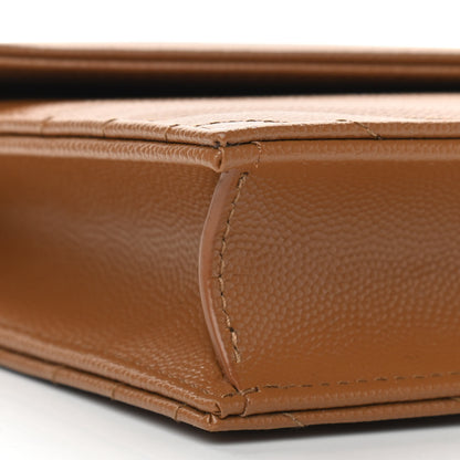 Saint Laurent Grain De Poudre Matelasse Chevron Monogram Envelope Chain Wallet Natural Dark 8 of 10
