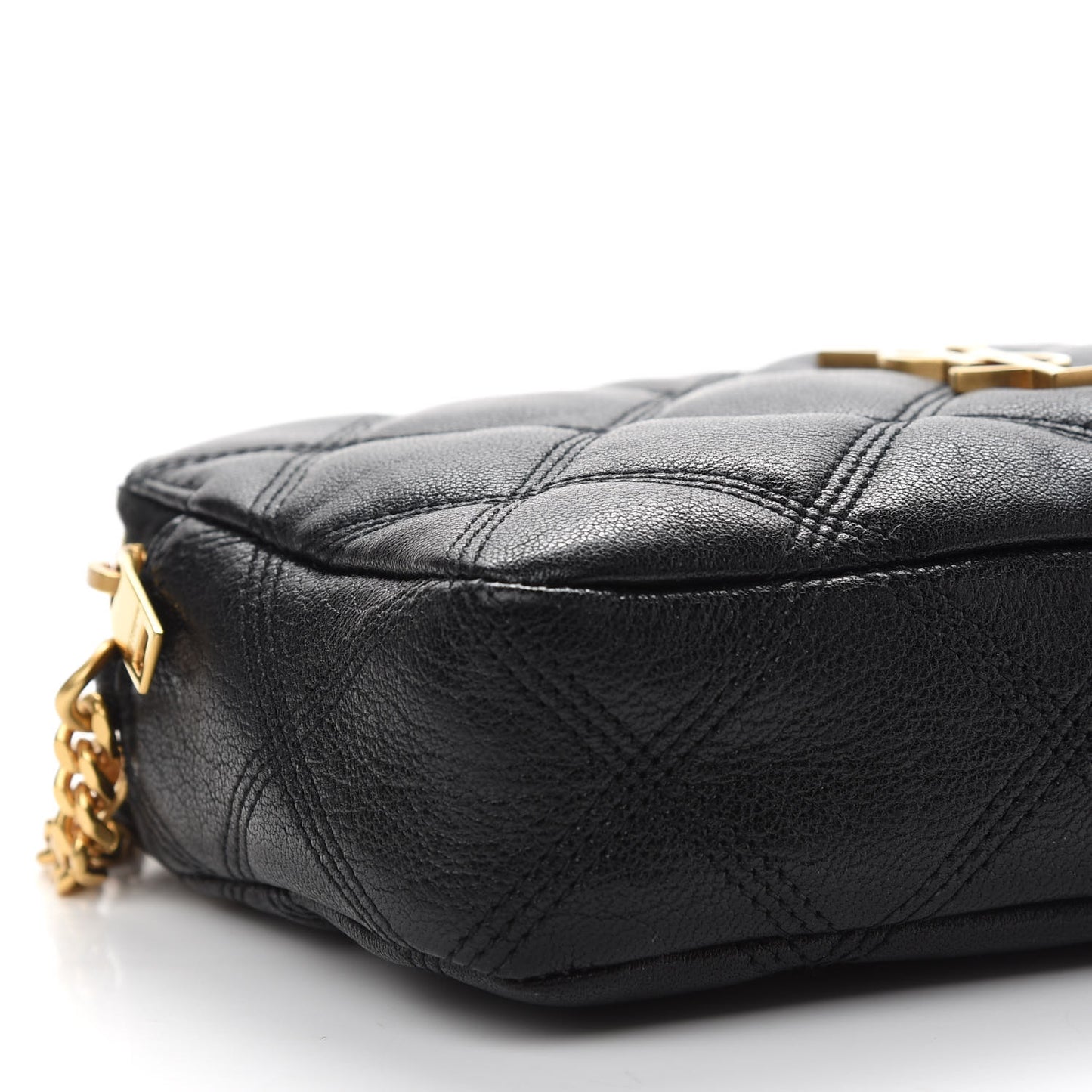 Grained Lambskin Quilted Mini Becky Double Zip Bag Black