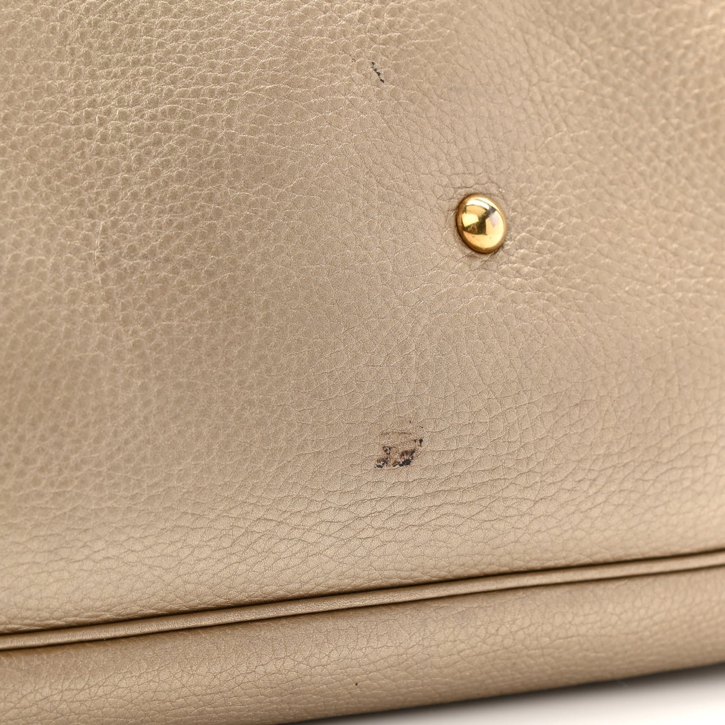 Metallic Pebbled Calfskin Medium 1973 Top Handle Satchel Golden Beige