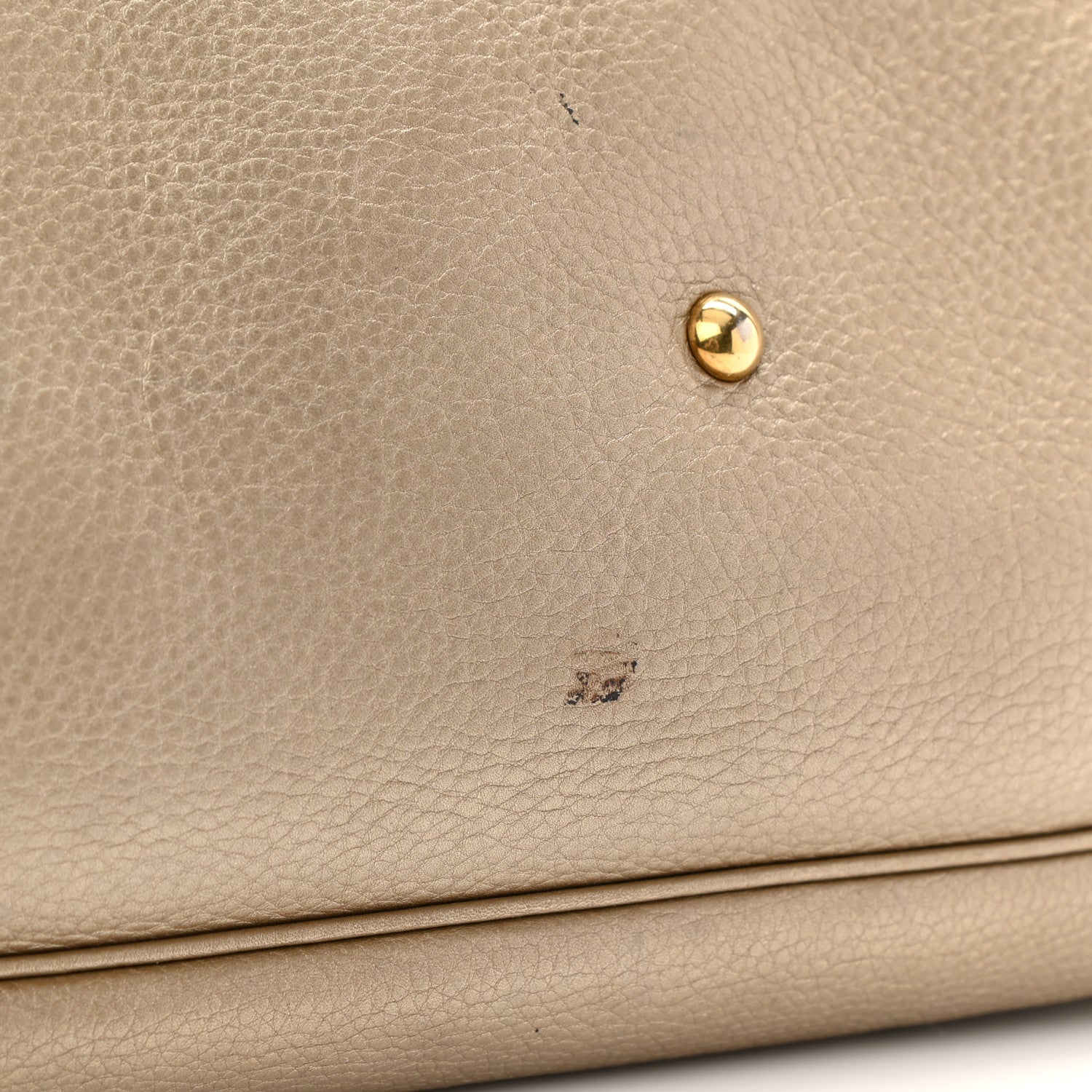 Gucci Metallic Pebbled Calfskin Medium 1973 Top Handle Satchel Golden Beige 15 of 18
