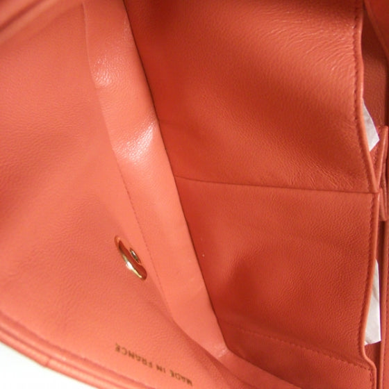 Lambskin East West Chocolate Bar Classic Flap Red