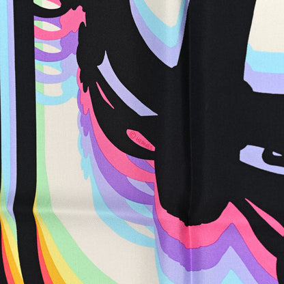 Hermes Silk Brides De Gala Shadow Scarf 90 Creme Black Rose Fluo 3 of 4