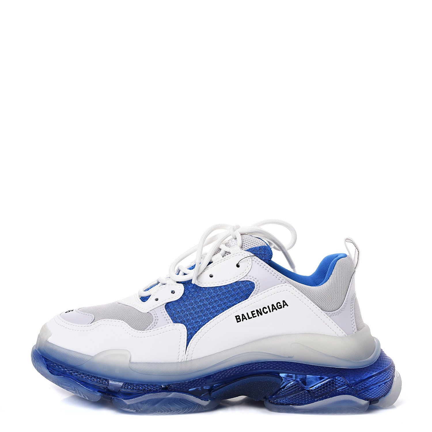 Balenciaga Fabric Mesh Clear Sole Mens Triple S Sneakers 45 White Blue Grey 1 of 8