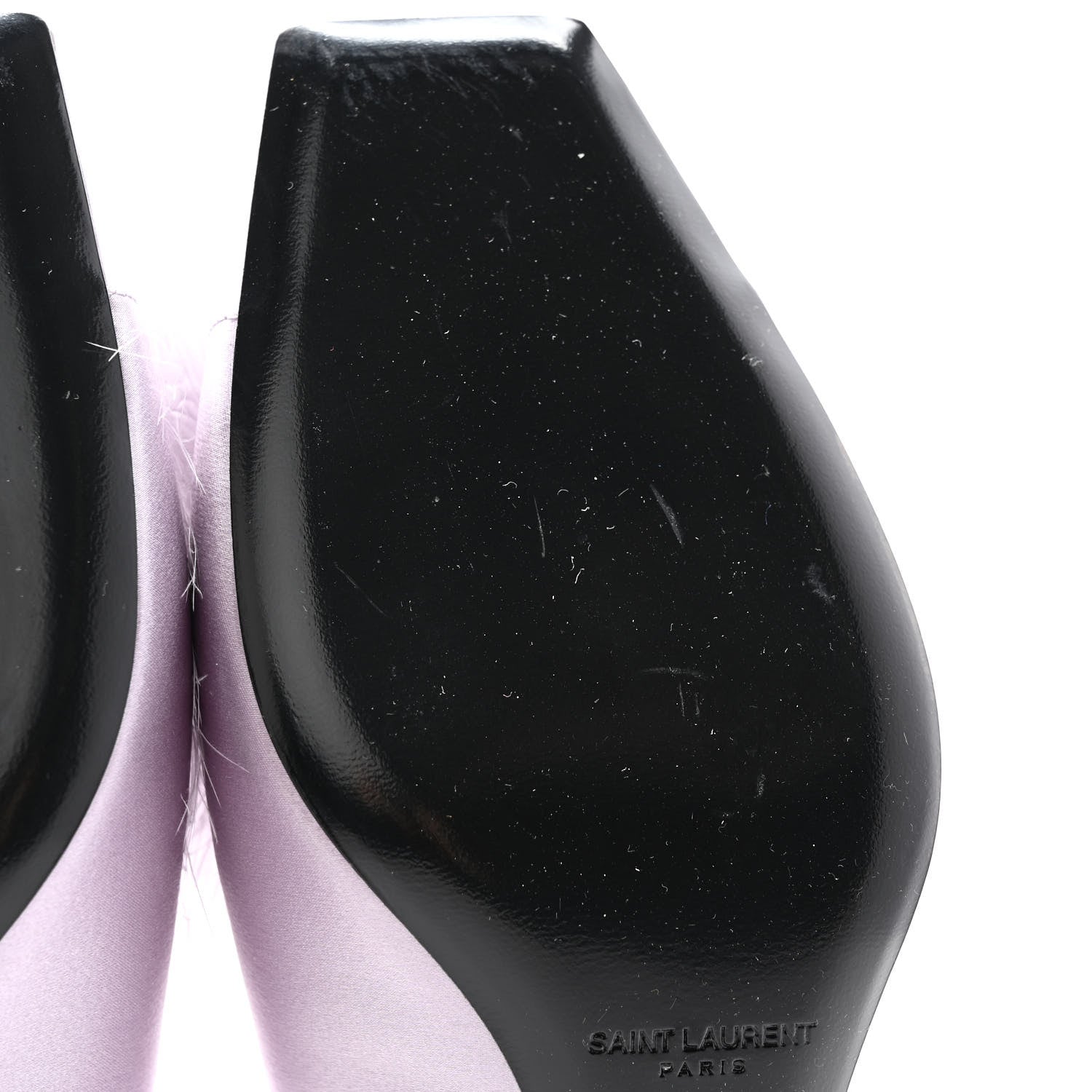 Saint Laurent Satin Feather Mae Mule Sandals 38 Soft Lila 13 of 15