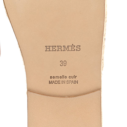 Hermes Calfskin Antigua Espadrille Sandals 39 Naturel Safari 6 of 9