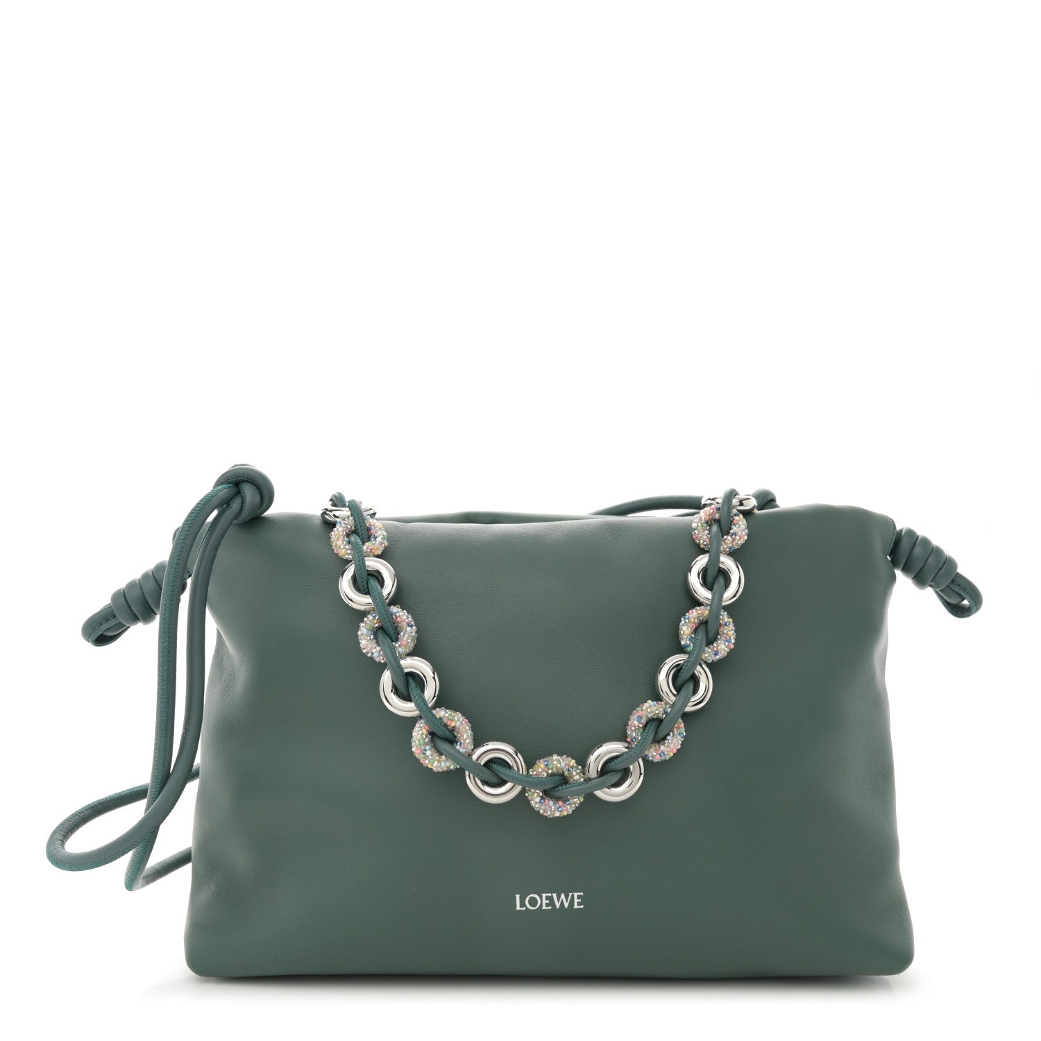 Loewe Mellow Nappa Beaded Donut Chain Flamenco Knot Clutch Vetiver 1 of 11