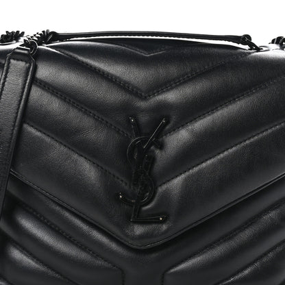 Saint Laurent Calfskin Y Quilted Monogram Monochrome Small Loulou Chain Satchel Black 9 of 13