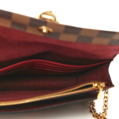 Louis Vuitton Damier Ebene Vavin Chain Wallet Red 5 of 16