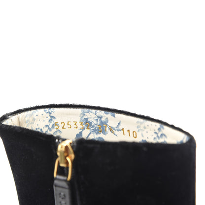 Gucci Softy Velvet Malaga Kid GG Victoire 55mm Ankle Boots 37.5 Black 9 of 10