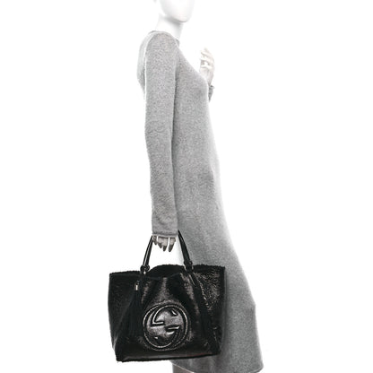 Gucci Patent Shearling Medium Soho Shoulder Bag Black 2 of 13