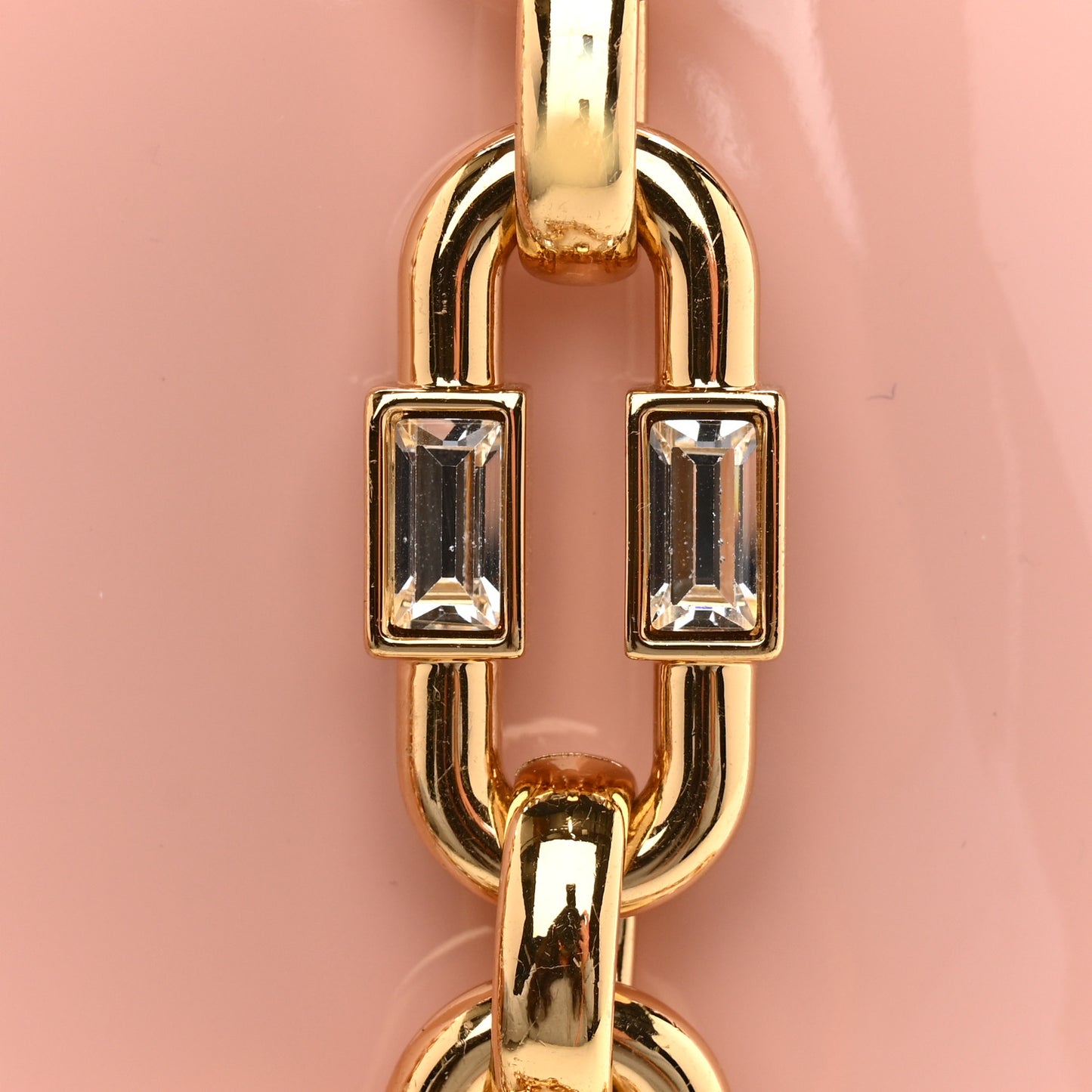 Patent Crystal Mini Bamboo 1947 Top Handle Chain Bag Powder Pink
