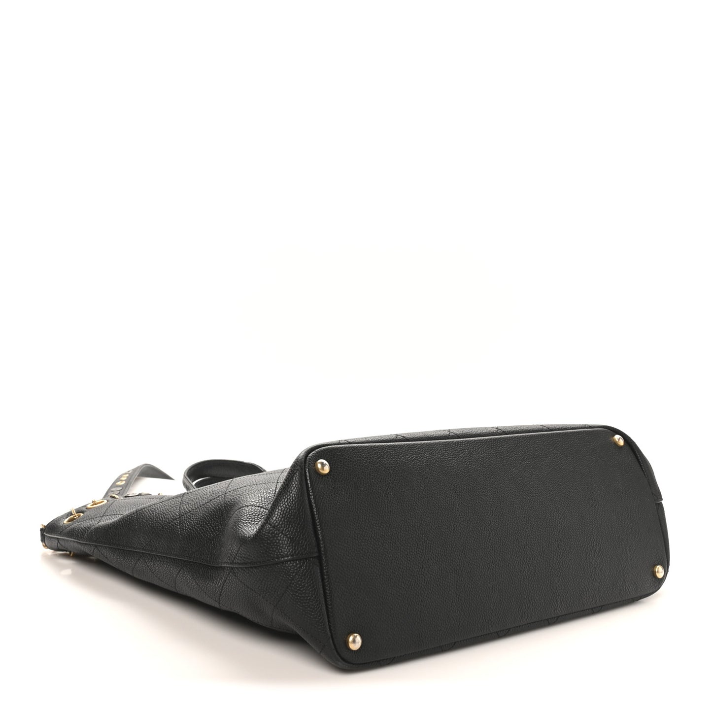 Caviar Quilted Grommet Embellished Piercing Chic Tote Bag Black